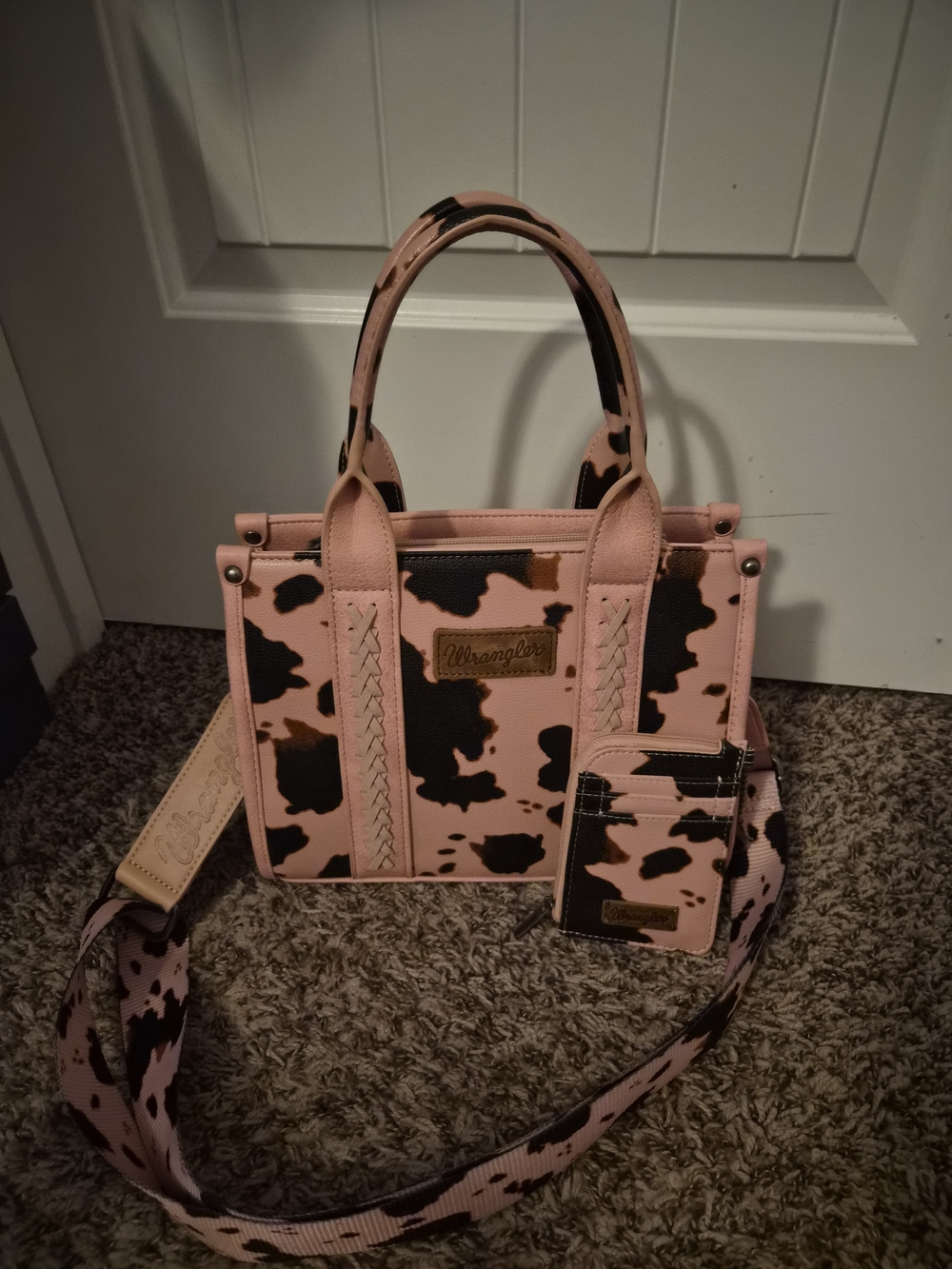 Wrangler Pink Cowprint Mini Tote Bag with Strap